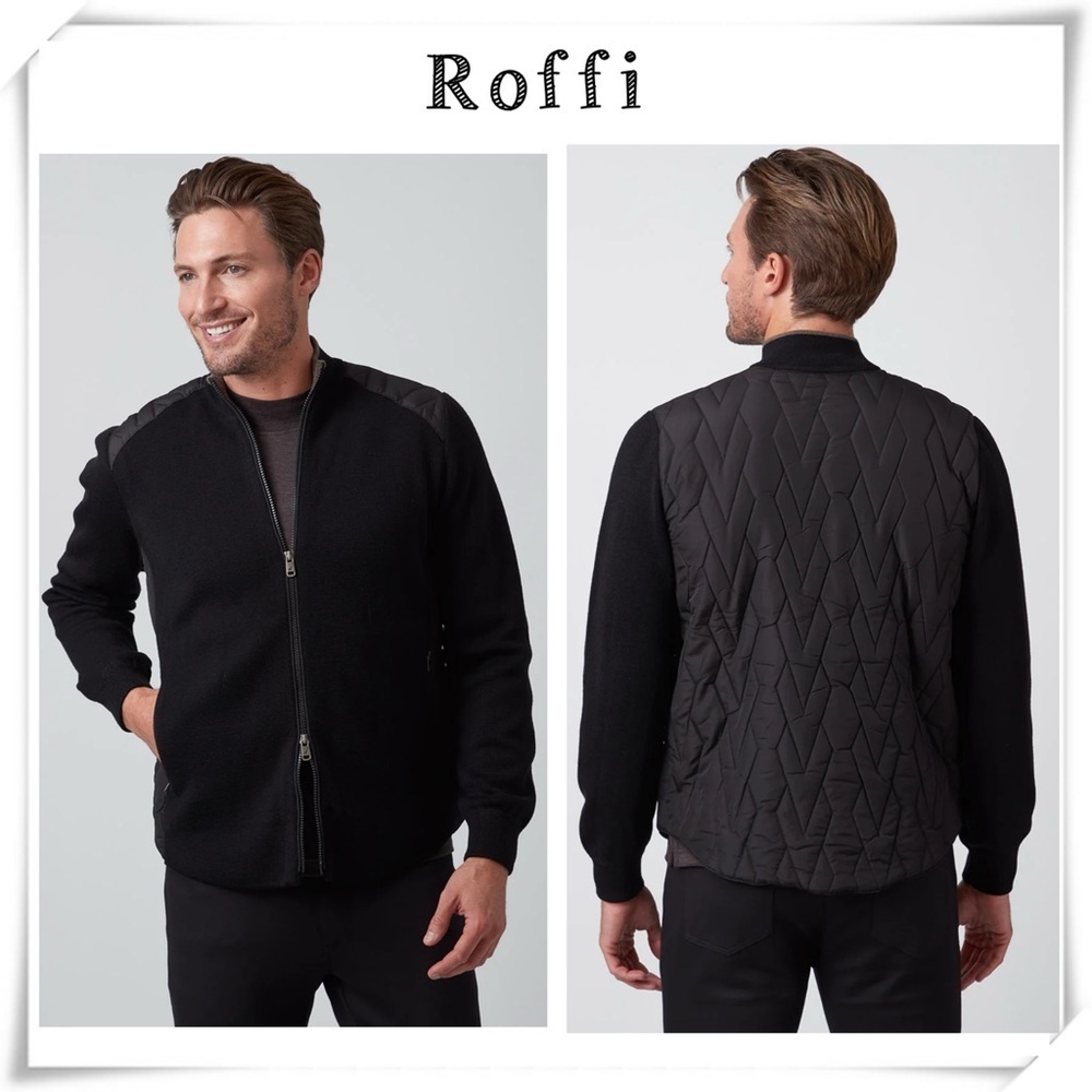 Raffi The Teo Zip Up Knit Puffy Jacket In Black Size XL